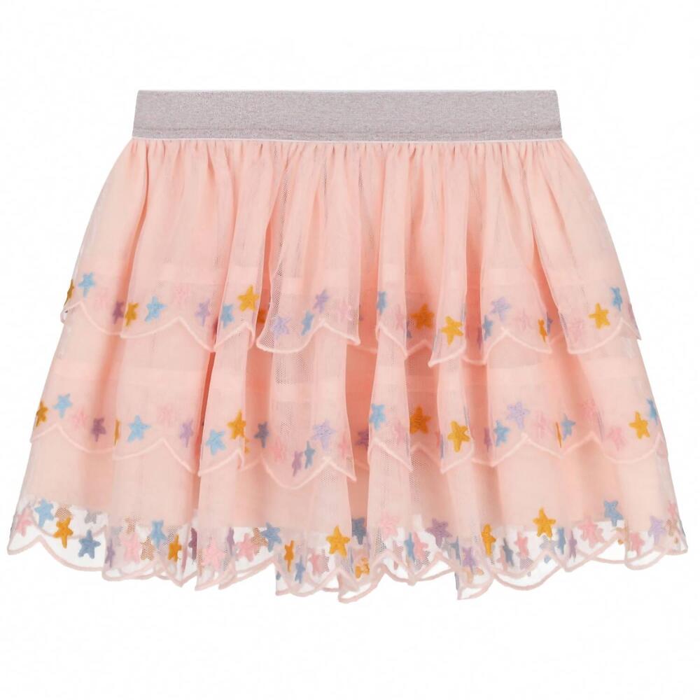 NEW STELLA MCCARTNEY girl's tulle skirt with star embroidery in pink
